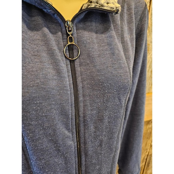 Cuddl Duds Lounge Jacket Medium Blue Zip Up Faux Fur Lined Mock Neck warm - Picture 3 of 8